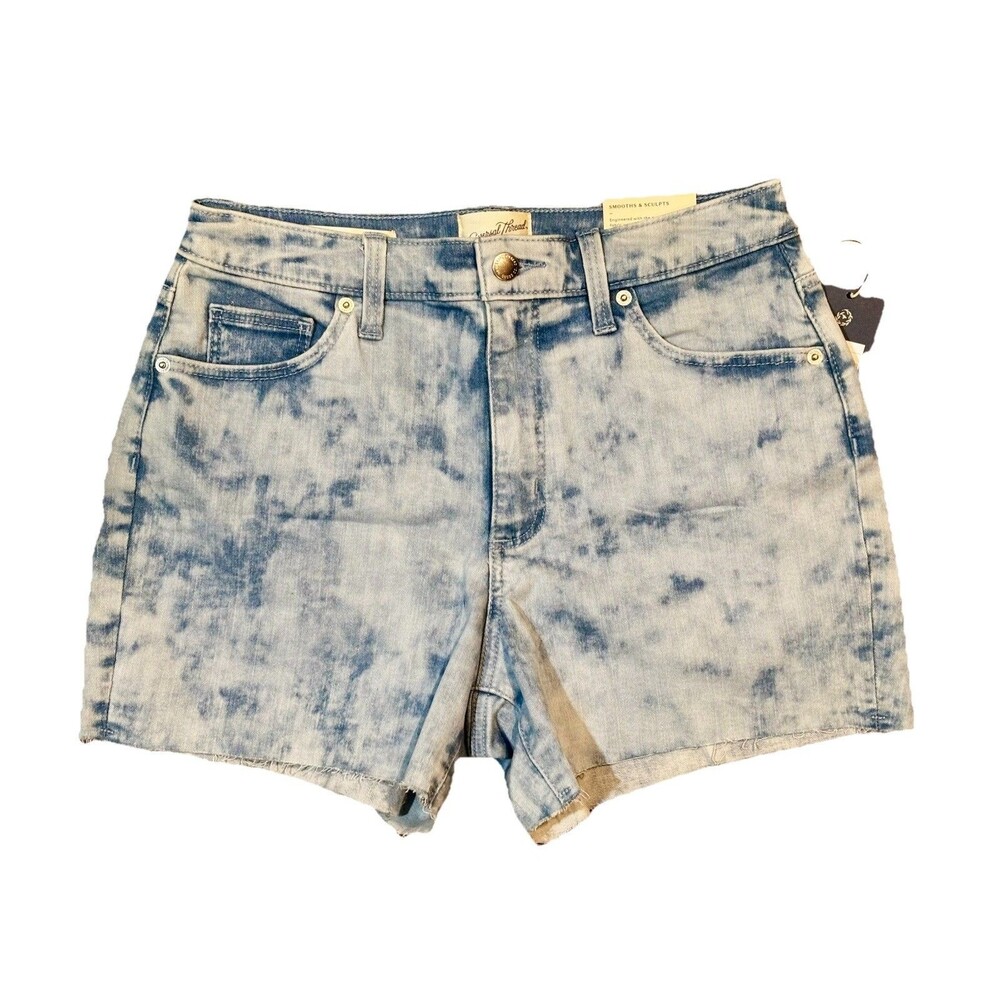 Universal Thread Hi Rise Sz 8 Shorts Vintage Midi Jean Light Blue Acid Wash NWT